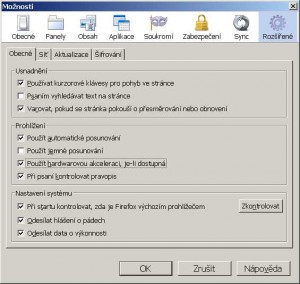 Volba podpory hardwarové akcelerace - pro ZX raději ne