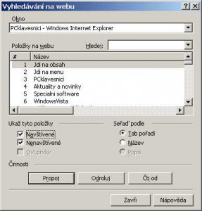 Vyhledavací okno Web v Zoomtextu 9.18