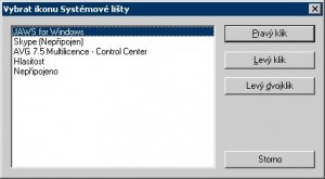 Obrázek dialogu Vybrat ikonu systémové lišty